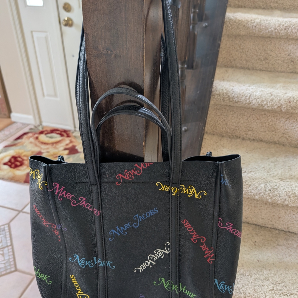 Marc Jacobs Black Multicolor Logo Tote Bag Limited Edition Item